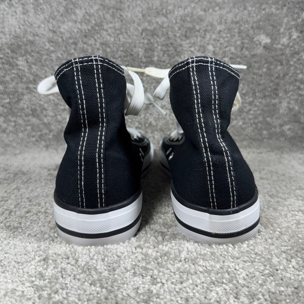High Top Sneakers Black Canvas Lace Up Casual Shoes Rubber Sole Womens Size 7 - Picture 6 of 9